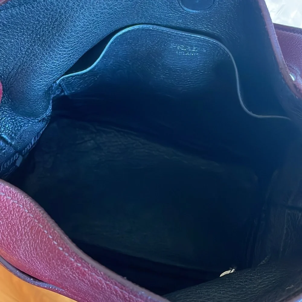 Prada Burgundy Smooth Leather Shoulder Bag - Picture 8 of 8